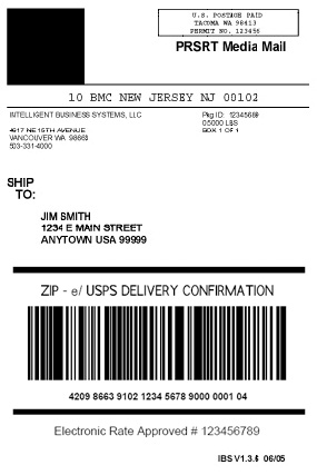 Presorted Media Mail Label